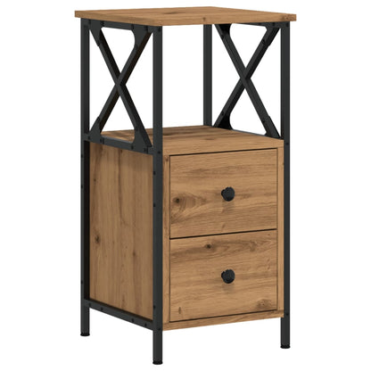 Nachtkastjes 2 st 34x35,5x70 cm bewerkt hout artisanaal eiken