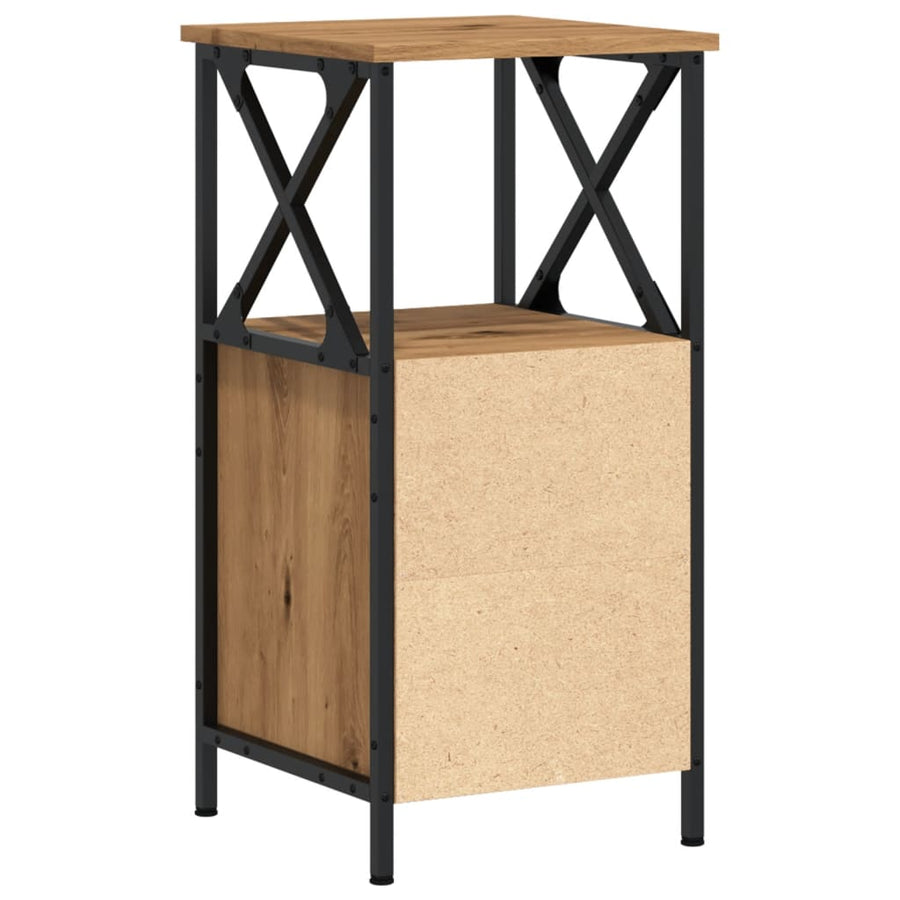 Nachtkastjes 2 st 34x35,5x70 cm bewerkt hout artisanaal eiken