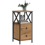 Nachtkastjes 2 st 34x35,5x70 cm bewerkt hout eiken