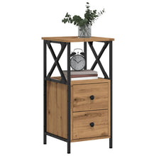 Nachtkastjes 2 st 34x35,5x70 cm bewerkt hout artisanaal eiken