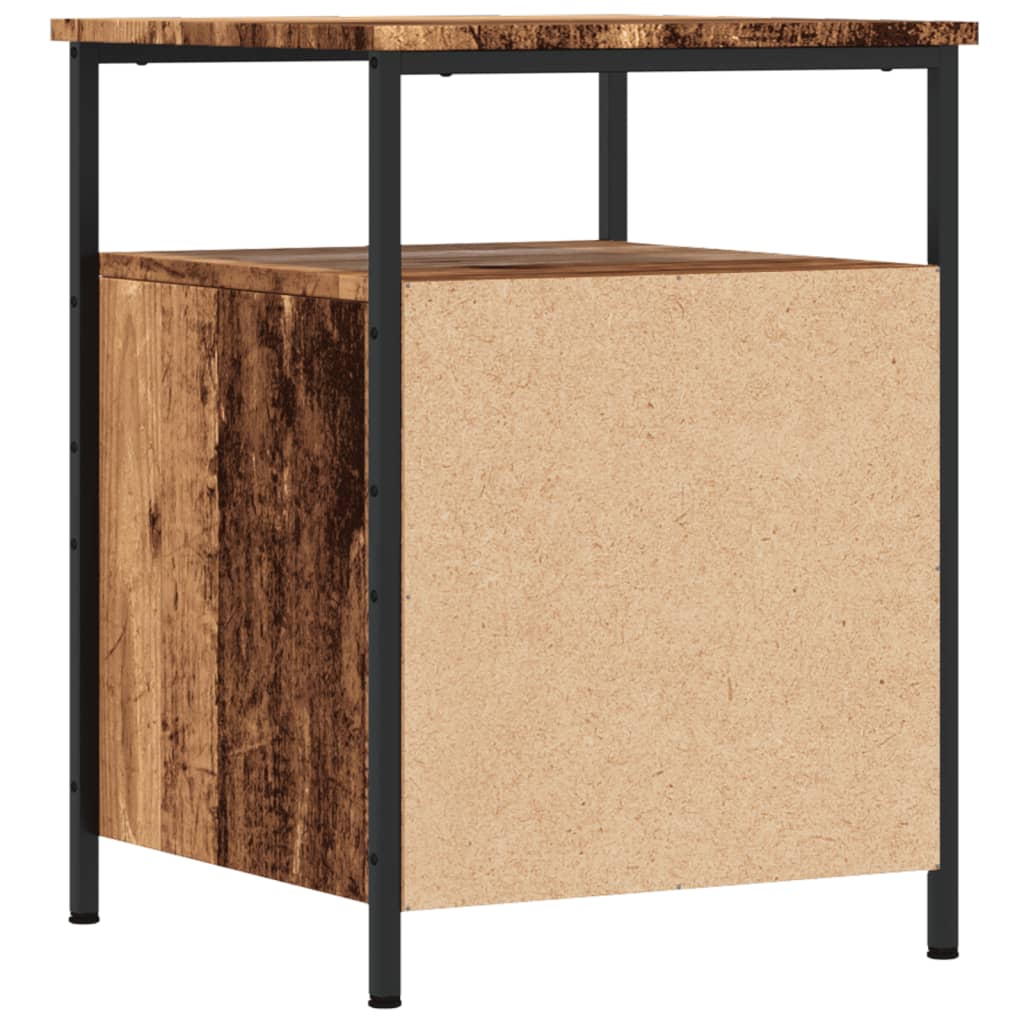 Nachtkastje 44x45x60 cm bewerkt hout oud houtkleurig