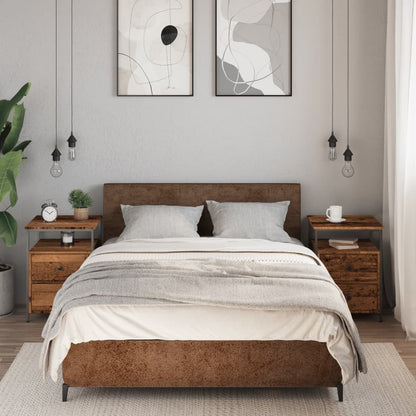 Nachtkastjes 2 st 44x45x60 cm bewerkt hout oud houtkleurig