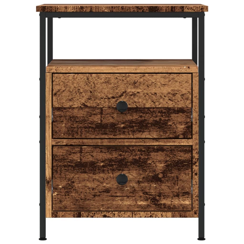 Nachtkastjes 2 st 44x45x60 cm bewerkt hout oud houtkleurig