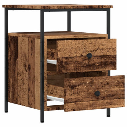 Nachtkastjes 2 st 44x45x60 cm bewerkt hout oud houtkleurig