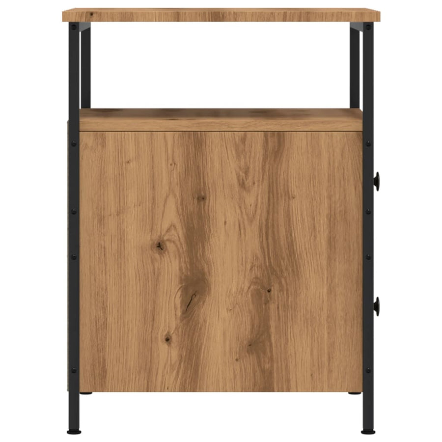 Nachtkastje 44x45x60 cm bewerkt hout artisanaal eikenkleurig