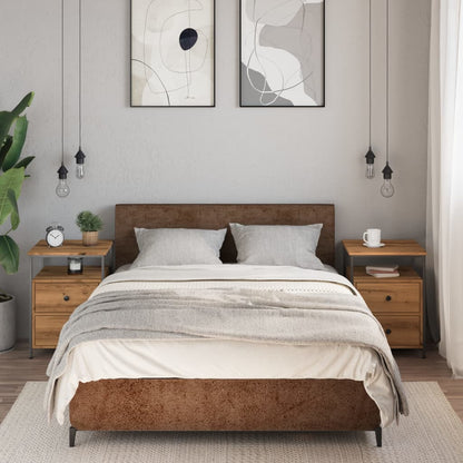 Nachtkastjes 2 st 44x45x60cm bewerkt hout artisanaal eikenkleur