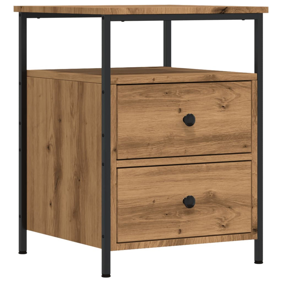 Nachtkastjes 2 st 44x45x60cm bewerkt hout artisanaal eikenkleur