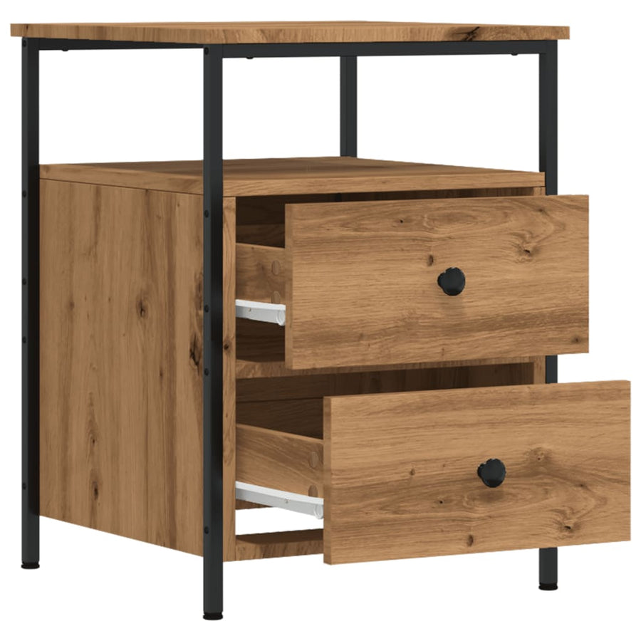 Nachtkastjes 2 st 44x45x60cm bewerkt hout artisanaal eikenkleur