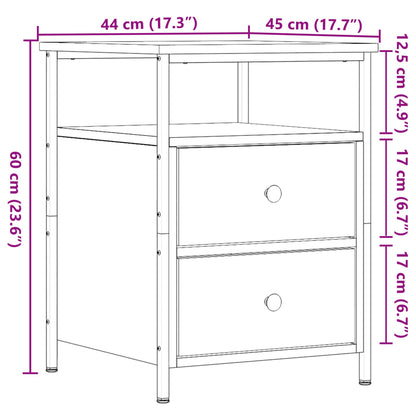 Nachtkastjes 2 st 44x45x60cm bewerkt hout artisanaal eikenkleur