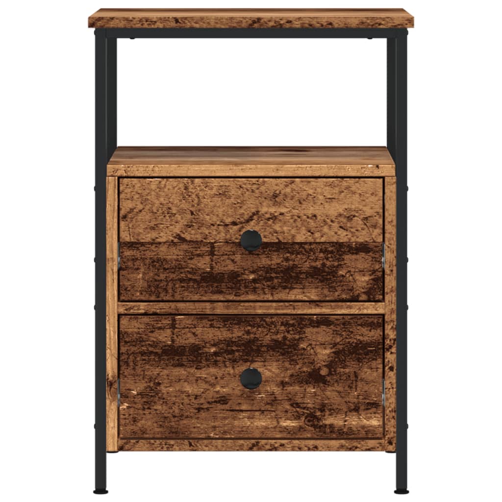 Nachtkastje 34x35,5x50 cm bewerkt hout oud houtkleurig
