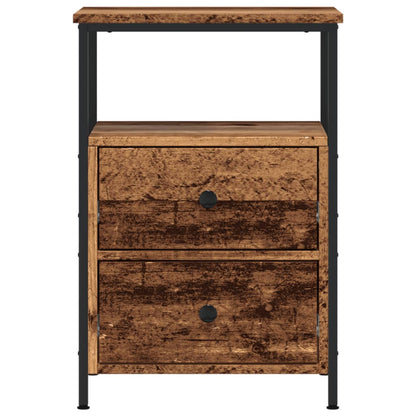 Nachtkastje 34x35,5x50 cm bewerkt hout oud houtkleurig