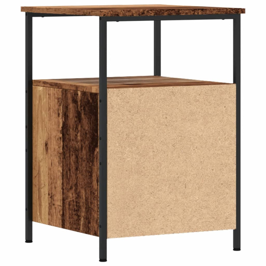 Nachtkastje 34x35,5x50 cm bewerkt hout oud houtkleurig
