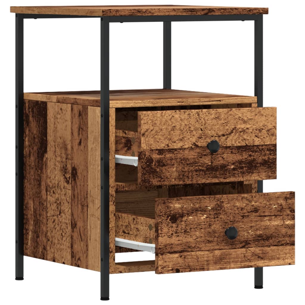 Nachtkastje 34x35,5x50 cm bewerkt hout oud houtkleurig