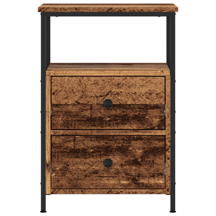 Nachtkastjes 2 st 34x35,5x50 cm bewerkt hout oud houtkleurig