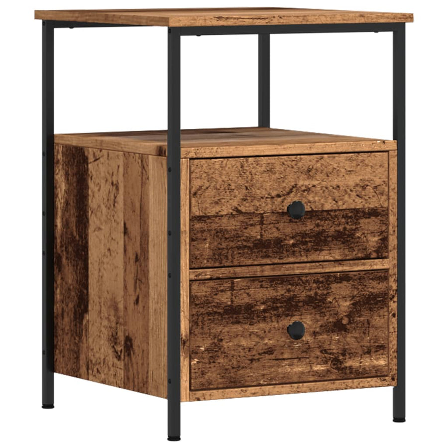 Nachtkastjes 2 st 34x35,5x50 cm bewerkt hout oud houtkleurig