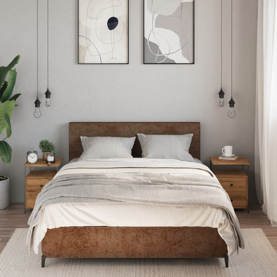 Nachtkastjes 2 st 34x35,5x50 cm bewerkt hout artisanaal eiken