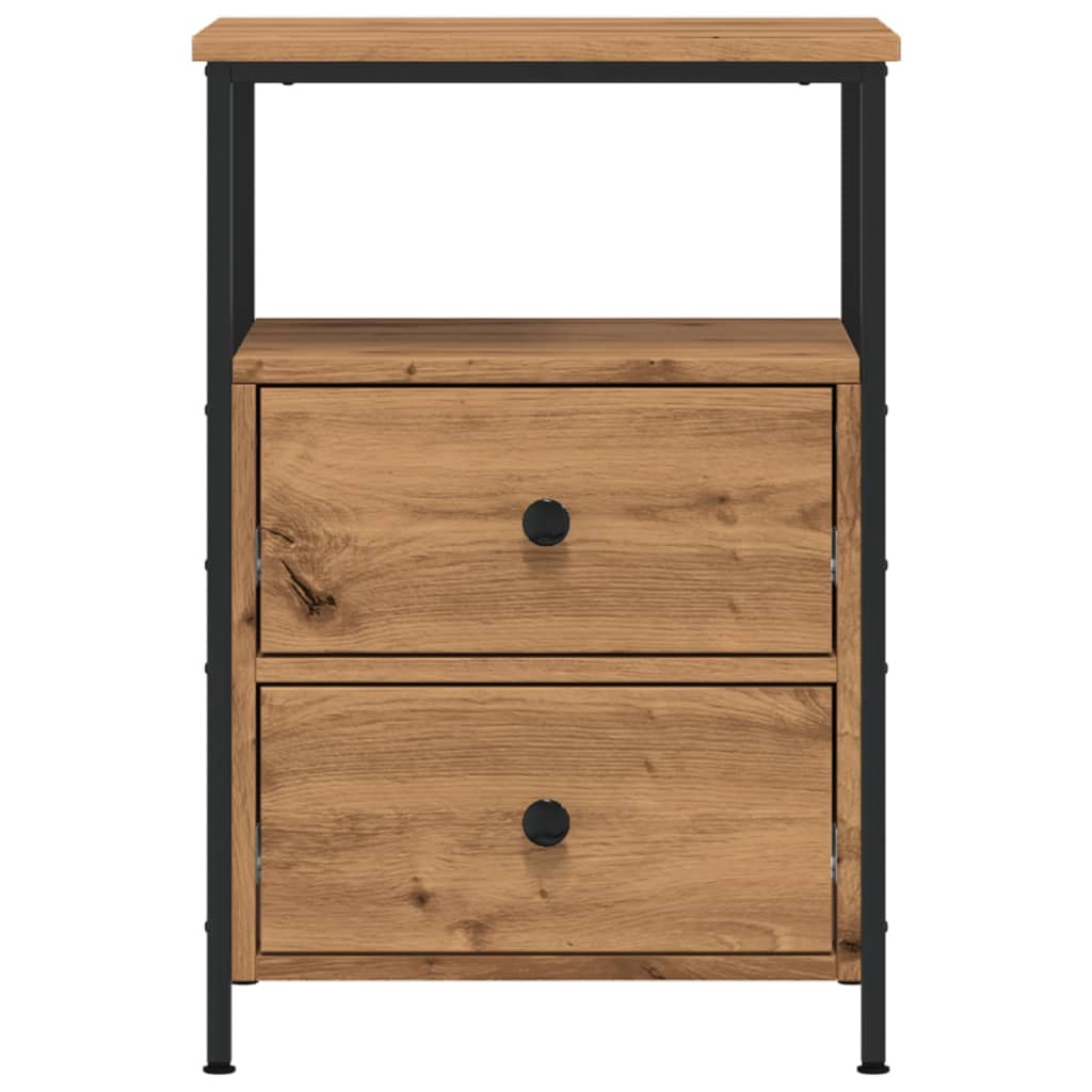 Nachtkastjes 2 st 34x35,5x50 cm bewerkt hout artisanaal eiken
