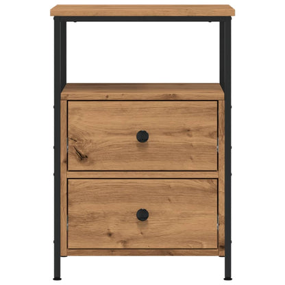 Nachtkastjes 2 st 34x35,5x50 cm bewerkt hout artisanaal eiken
