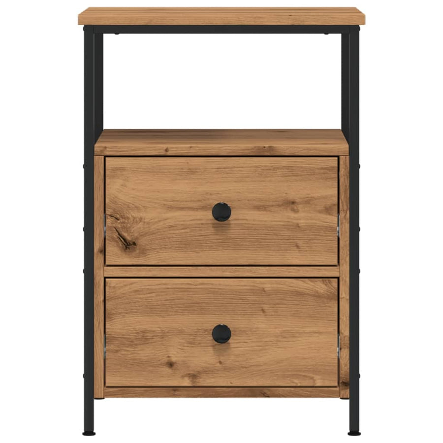 Nachtkastjes 2 st 34x35,5x50 cm bewerkt hout artisanaal eiken