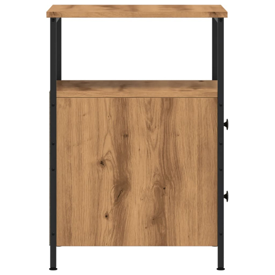 Nachtkastjes 2 st 34x35,5x50 cm bewerkt hout artisanaal eiken