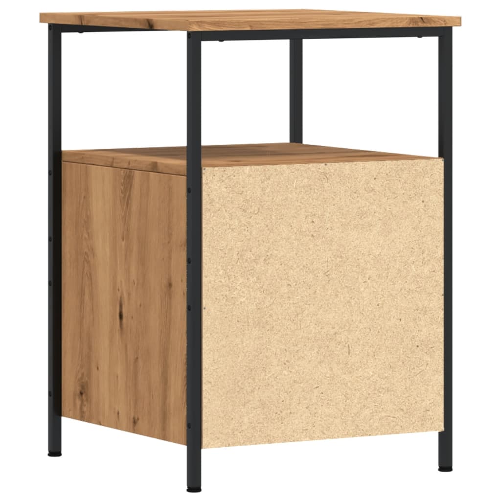 Nachtkastjes 2 st 34x35,5x50 cm bewerkt hout artisanaal eiken