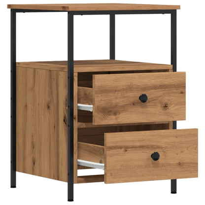 Nachtkastjes 2 st 34x35,5x50 cm bewerkt hout artisanaal eiken