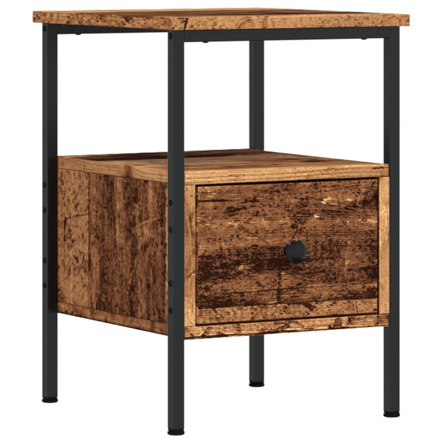 Nachtkastje 34x36x50 cm bewerkt hout oud houtkleurig