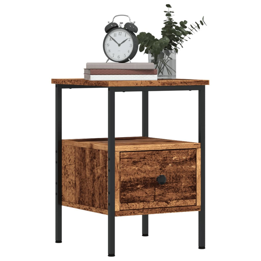 Nachtkastje 34x36x50 cm bewerkt hout oud houtkleurig