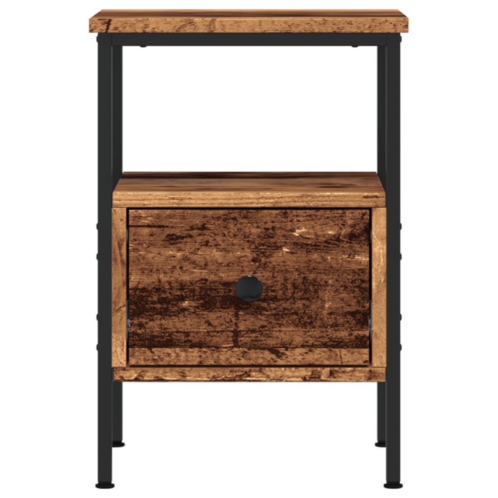 Nachtkastje 34x36x50 cm bewerkt hout oud houtkleurig