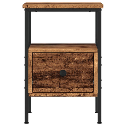 Nachtkastje 34x36x50 cm bewerkt hout oud houtkleurig