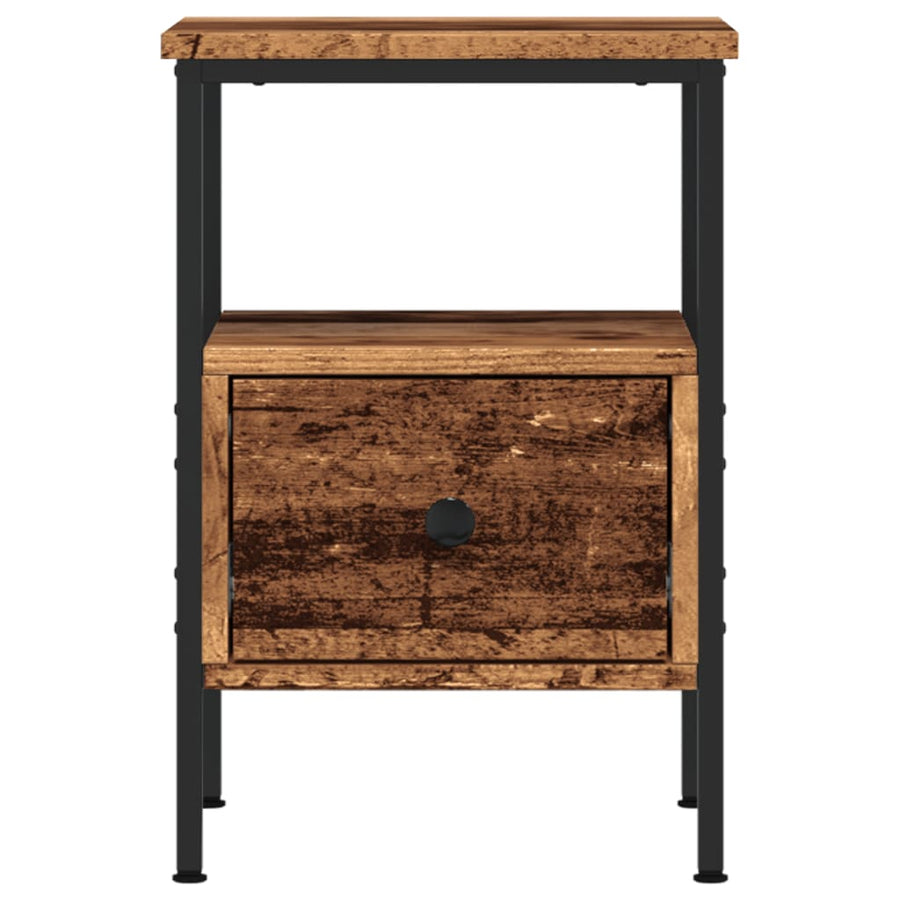 Nachtkastje 34x36x50 cm bewerkt hout oud houtkleurig