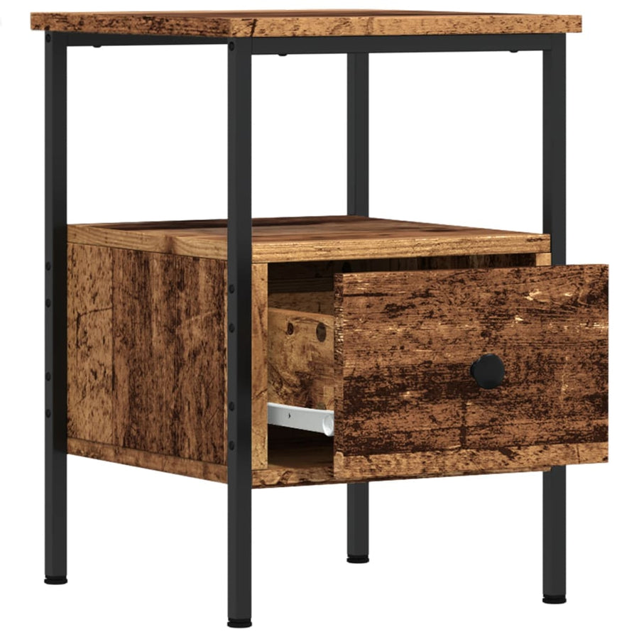 Nachtkastje 34x36x50 cm bewerkt hout oud houtkleurig