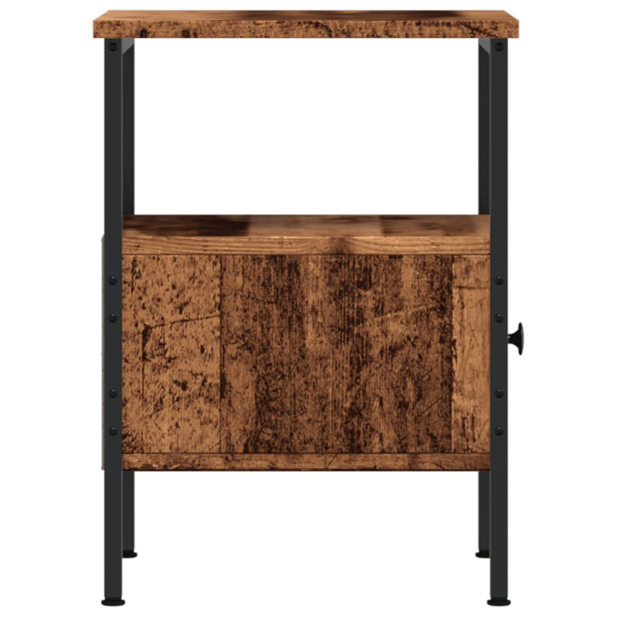 Nachtkastje 34x36x50 cm bewerkt hout oud houtkleurig