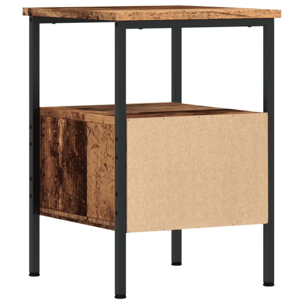 Nachtkastje 34x36x50 cm bewerkt hout oud houtkleurig