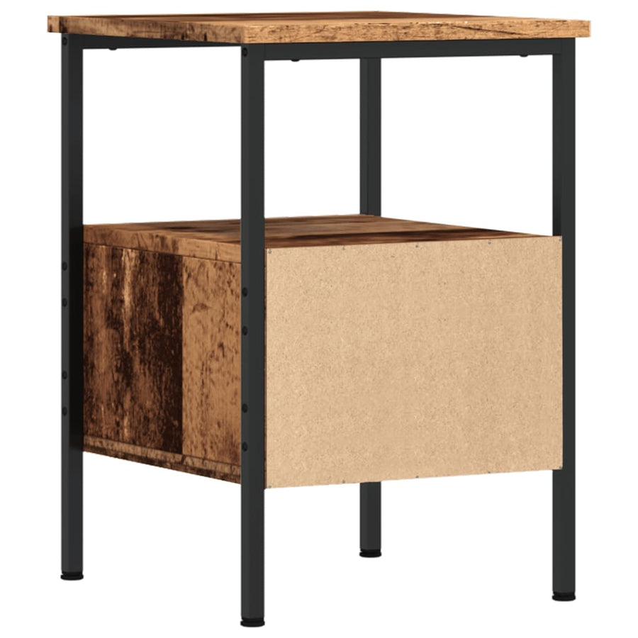 Nachtkastje 34x36x50 cm bewerkt hout oud houtkleurig