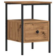 Nachtkastje 34x36x50 cm bewerkt hout artisanaal eikenkleurig