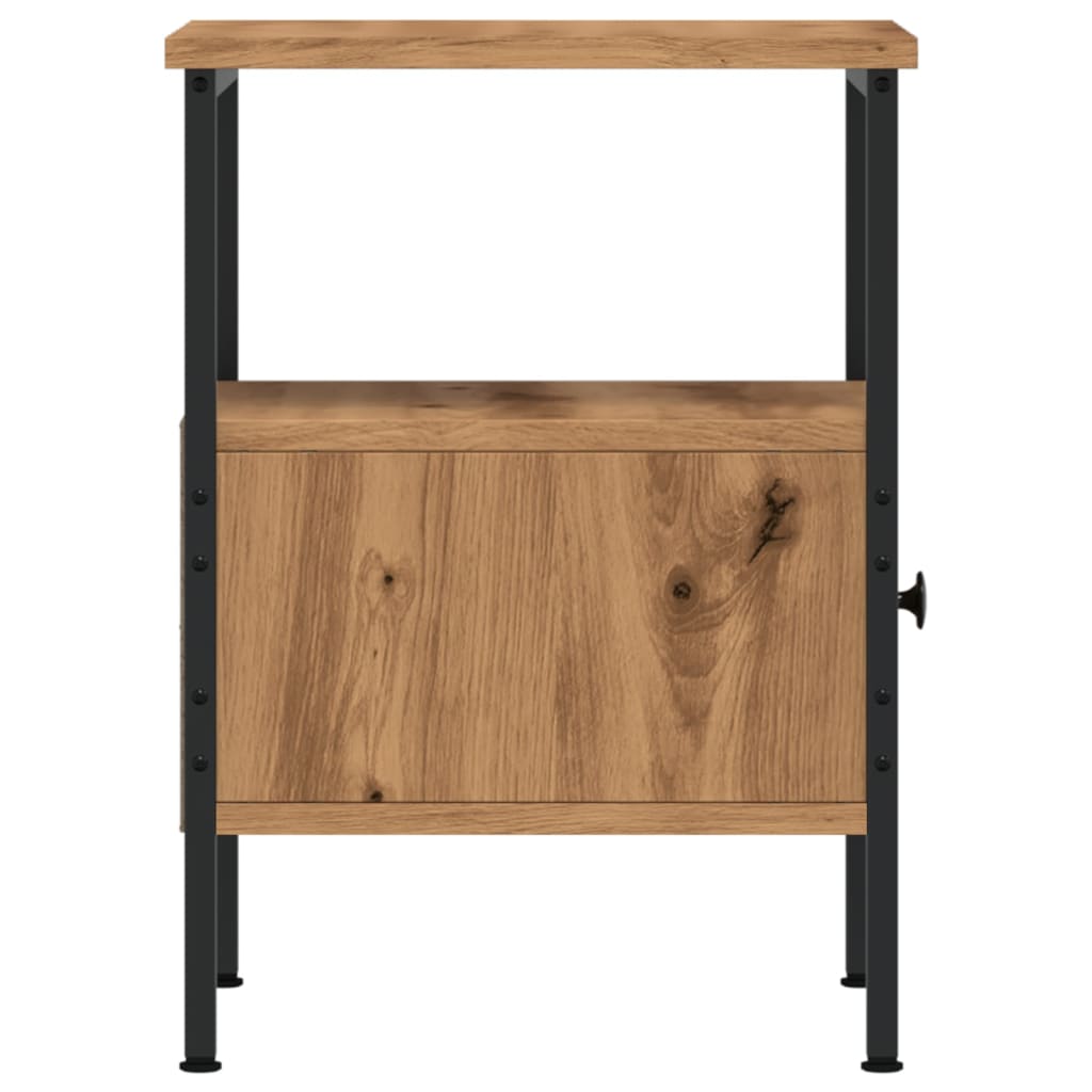 Nachtkastje 34x36x50 cm bewerkt hout artisanaal eikenkleurig