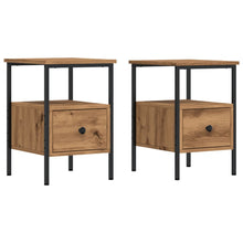 Nachtkastjes 2 st 34x36x50cm bewerkt hout artisanaal eikenkleur
