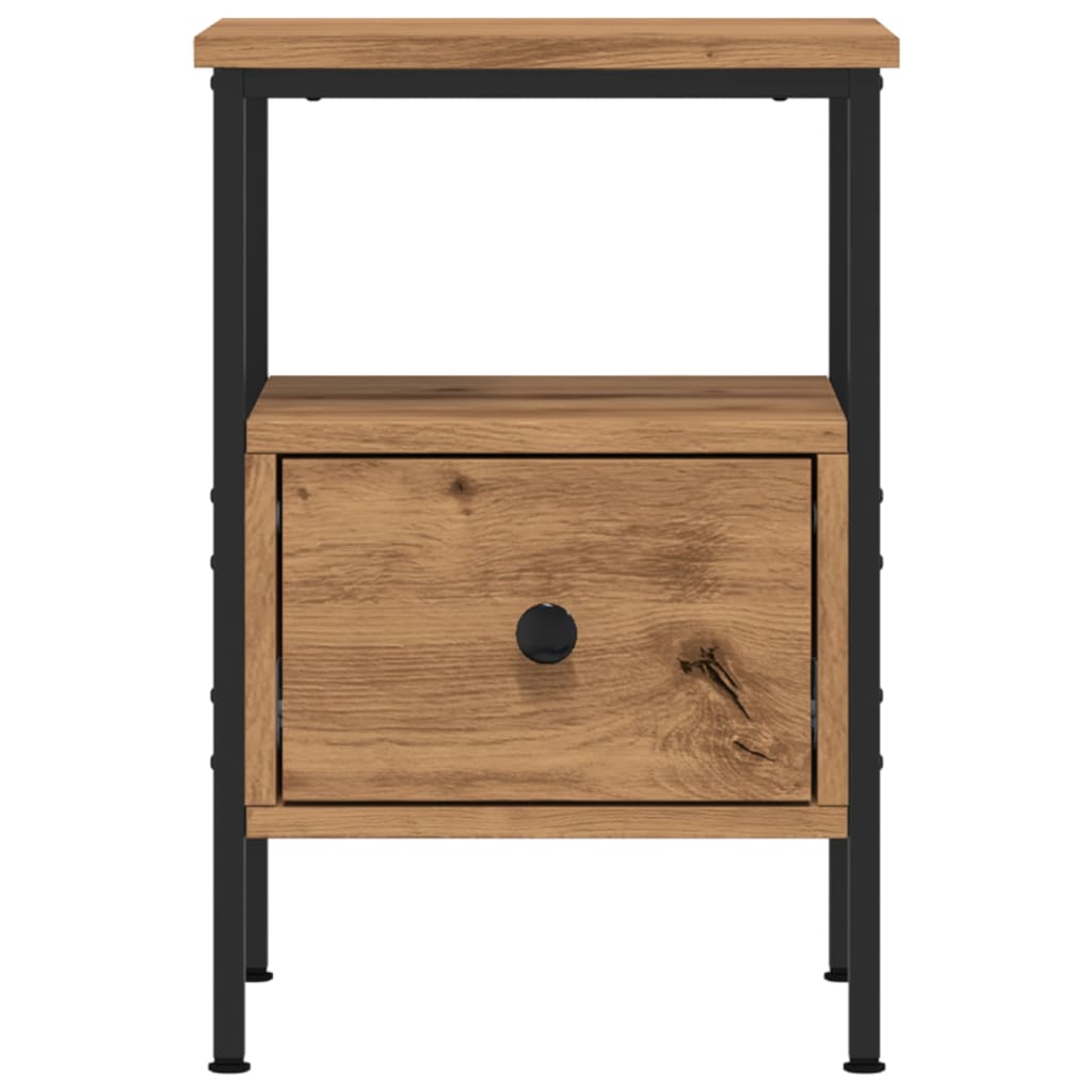 Nachtkastjes 2 st 34x36x50cm bewerkt hout artisanaal eikenkleur