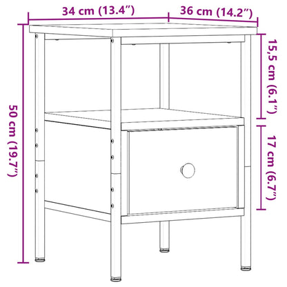 Nachtkastjes 2 st 34x36x50cm bewerkt hout artisanaal eikenkleur
