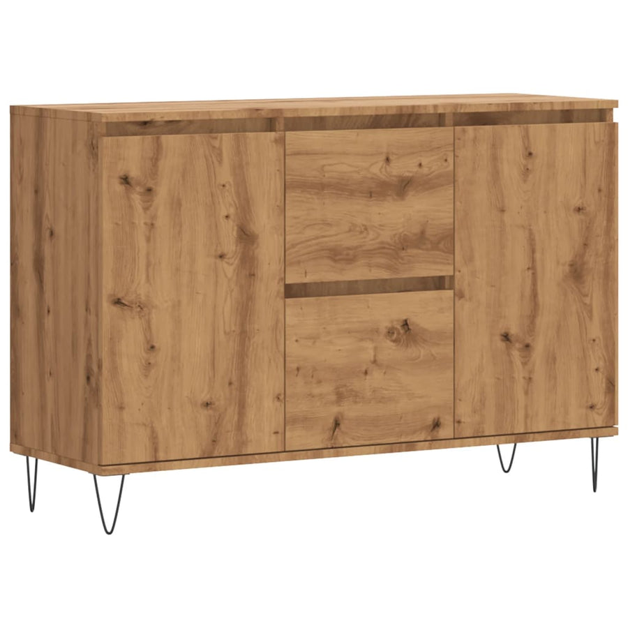 Dressoir 104x35x70 cm bewerkt hout artisanaal eikenkleurig