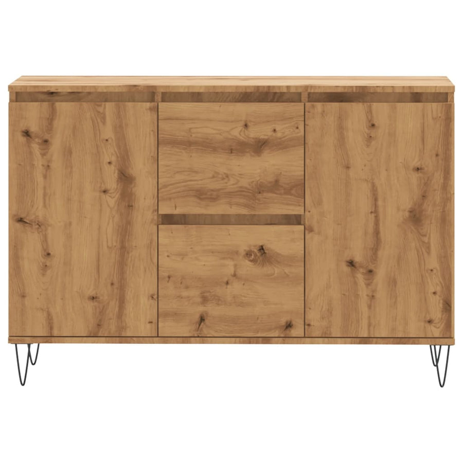 Dressoir 104x35x70 cm bewerkt hout artisanaal eikenkleurig