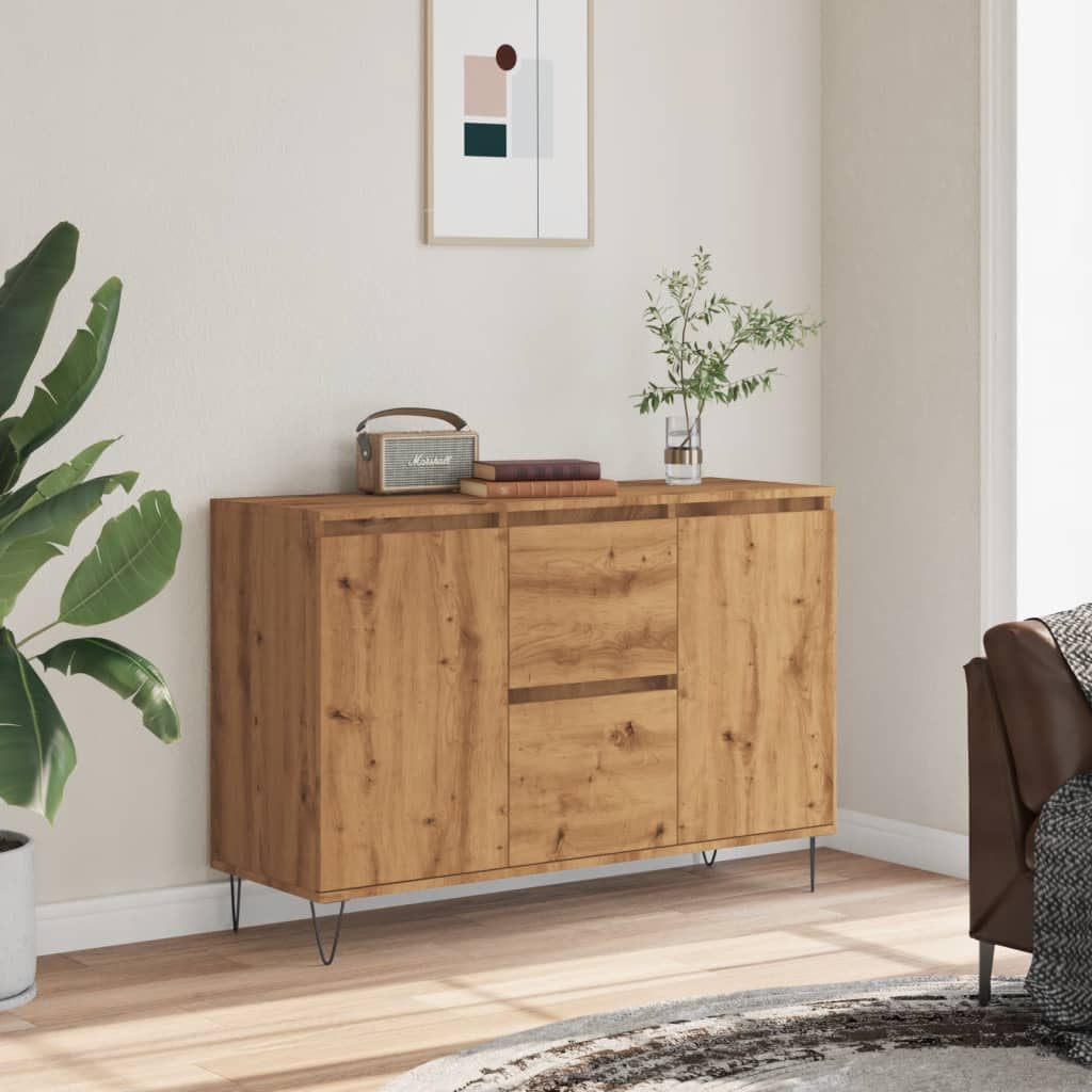 Dressoir 104x35x70 cm bewerkt hout artisanaal eikenkleurig
