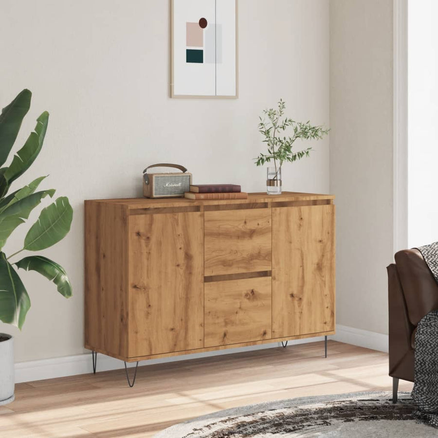 Dressoir 104x35x70 cm bewerkt hout artisanaal eikenkleurig