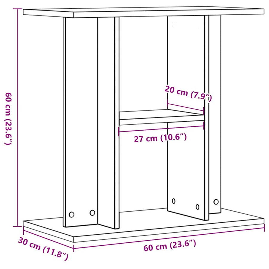 Aquariumstandaard 60x30x60 cm bewerkt hout oud houtkleurig