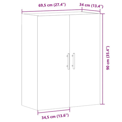 Wandkast 69,5x34x90 cm artisanaal eikenkleurig