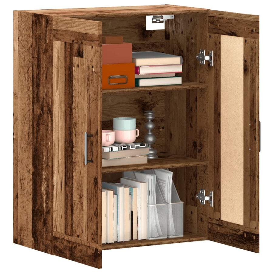 Wandkast 69,5x34x90 cm bewerkt hout oud houtkleurig
