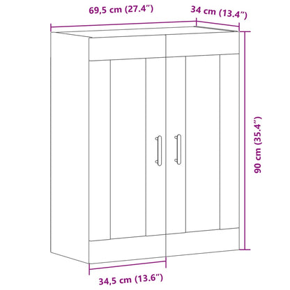 Wandkast 69,5x34x90 cm bewerkt hout oud houtkleurig
