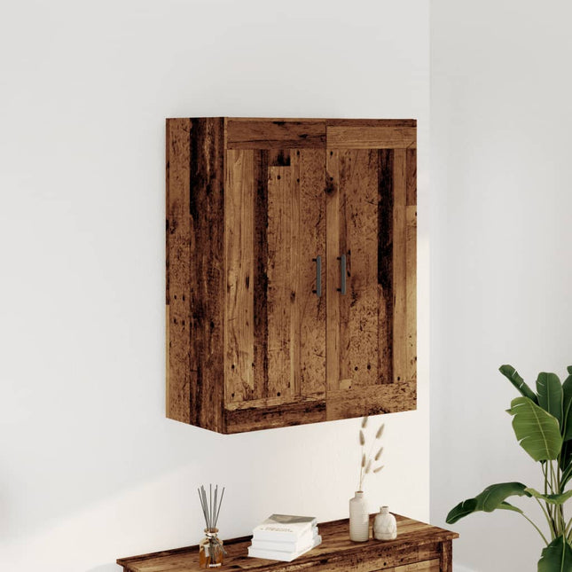 Wandkast 69,5x34x90 cm bewerkt hout oud houtkleurig