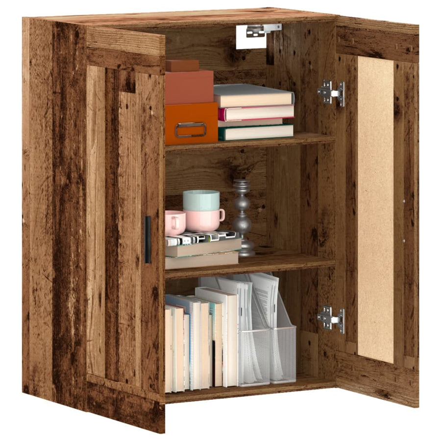 Wandkast 69,5x34x90 cm bewerkt hout oud houtkleurig